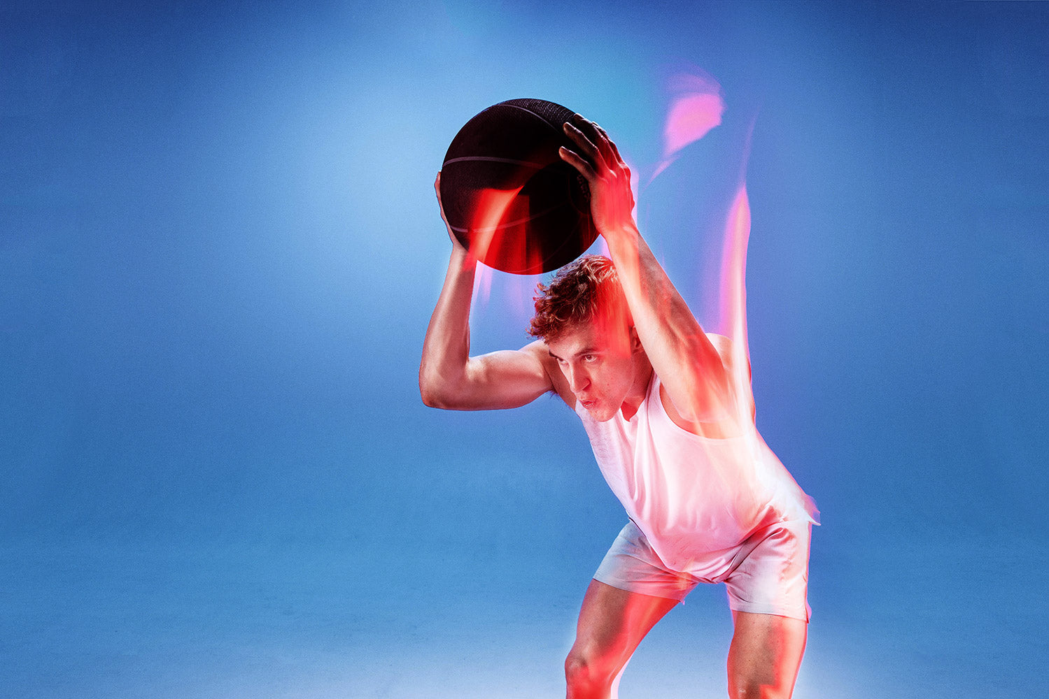 Man using medicine ball for exercise