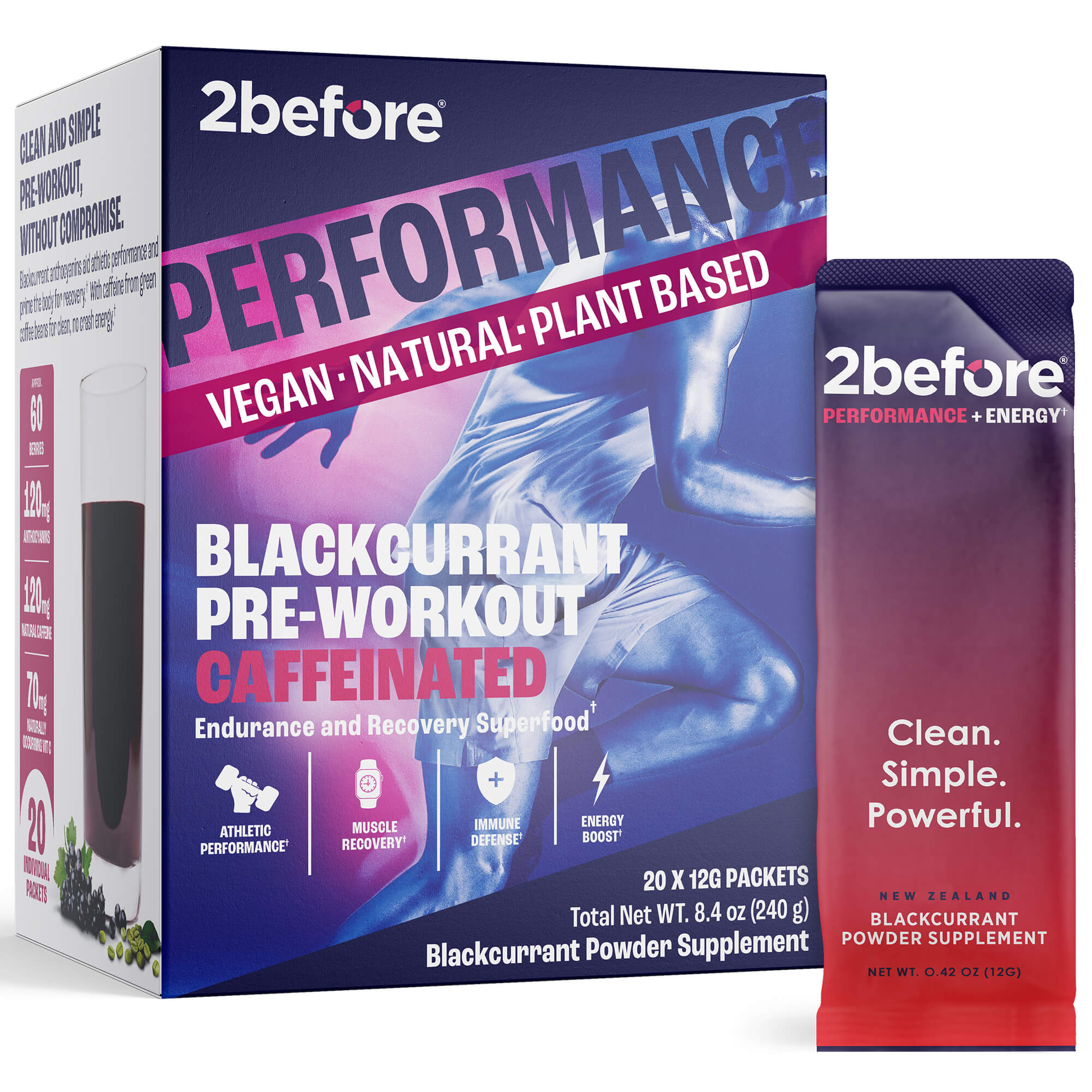 2before Blackcurrant Pre-Workout Caffeinated (20 pack)