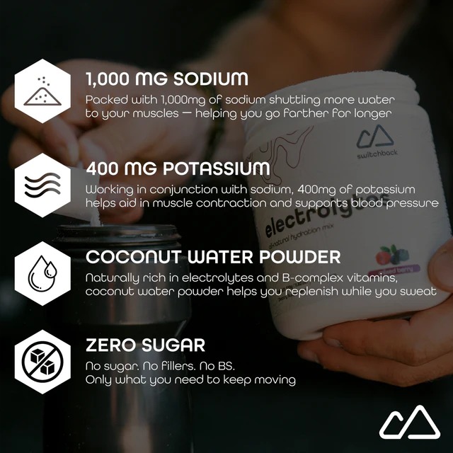 Switchback electrolytes - high in sodium, potassium, zero sugar with coconut water powder